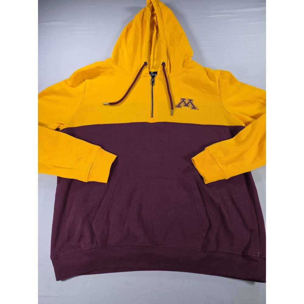 Colosseum Minnesota Golden Gophers Womens Large Quarter Zip Hoodie Gold Maroon